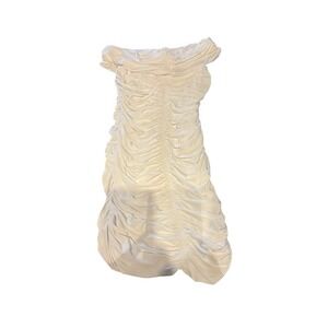 Naked Wardrobe Ruched Bodycon Off Shoulder White Dress‎ Size Small Shawl